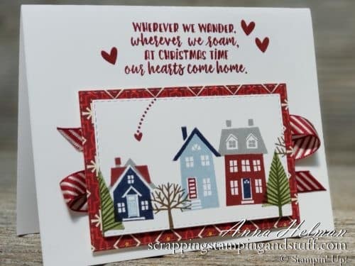 Cute Christmas card idea using the Stampin Up From Our House to Your stamp set - perfect for someone who has moved away from home! Holiday 2019 Catalog card idea