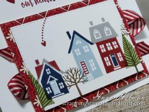 Cute Christmas card idea using the Stampin Up From Our House to Your stamp set - perfect for someone who has moved away from home! Holiday 2019 Catalog card idea