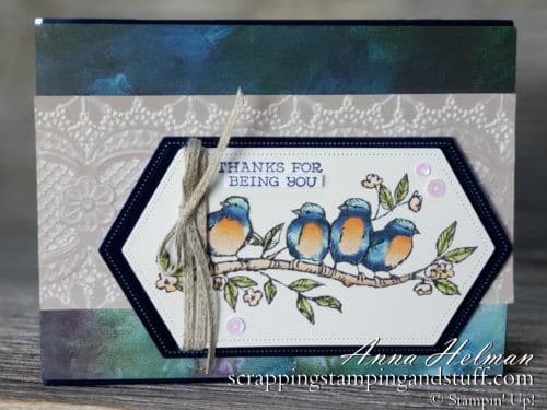 Win the Bird Ballad set during my Giveaway Week!! Lovely thank you card idea using the Stampin Up Bird Ballad suit including Free As A Bird stamp set.