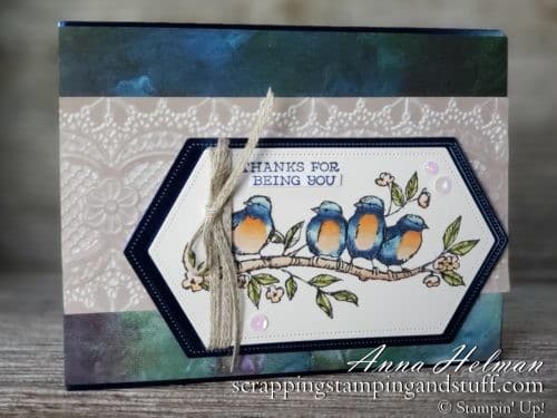 Win the Bird Ballad set during my Giveaway Week!! Lovely thank you card idea using the Stampin Up Bird Ballad suit including Free As A Bird stamp set.