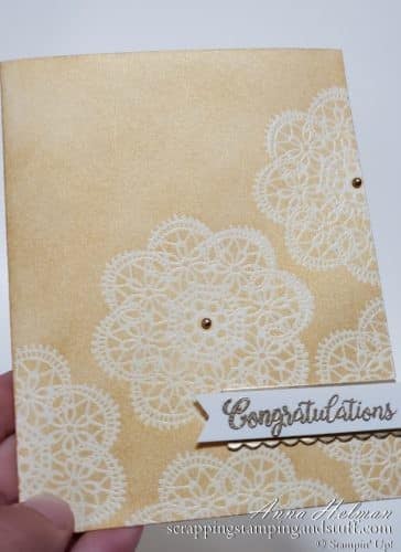 Gold wedding card idea using the emboss resist technique and Stampin Up Wish For It All and Beautiful Bouquet stamp sets. Would be a great anniversary card too!