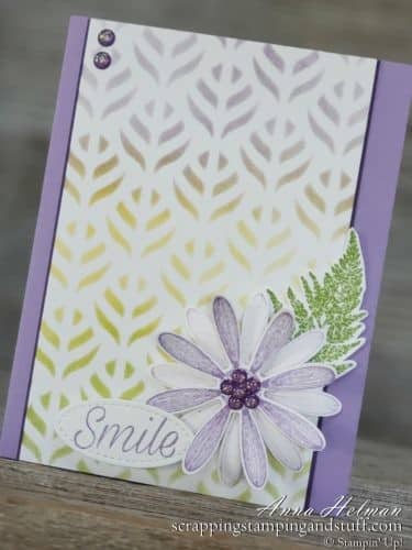 Pretty purple flower just because card idea made with Stampin Up Daisy Lane stamp set and daisy punch in the 2019-2020 annual catalog