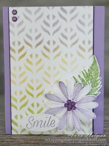 Pretty purple flower just because card idea made with Stampin Up Daisy Lane stamp set and daisy punch in the 2019-2020 annual catalog