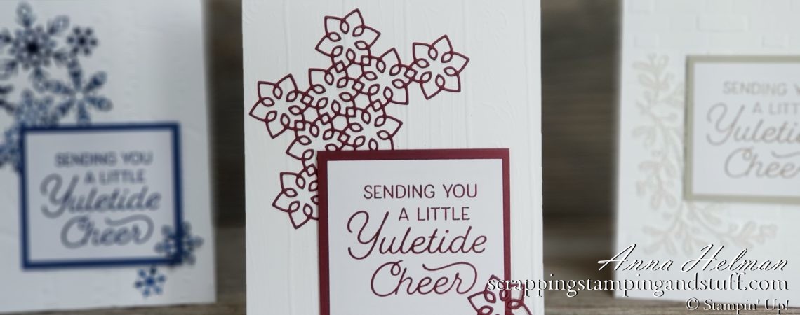 Clean and simple Christmas card ideas using the Stampin Up Christmas Layers dies and Frosted Foliage stamp set