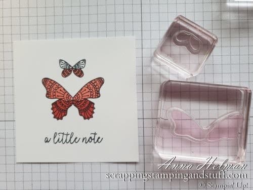 Learn to make handmade cards with my Cardmaking 101 online lessons! This lesson will show you how to make a beginning stamping card idea using the Butterfly Gala stamp set and the stamping off technique!