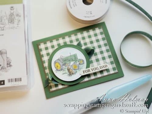 Nice farm handmade tractor card idea using the Stampin Up Heartland stamp set. Great card idea for a man!