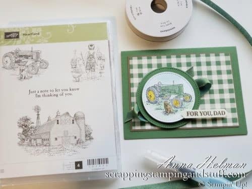 Nice farm handmade tractor card idea using the Stampin Up Heartland stamp set. Great card idea for a man!