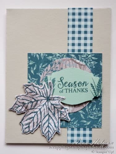 Neat card made with this leaves stamp and die set! Stampin Up Gather Together stamp set and Gathered Leaves Dies