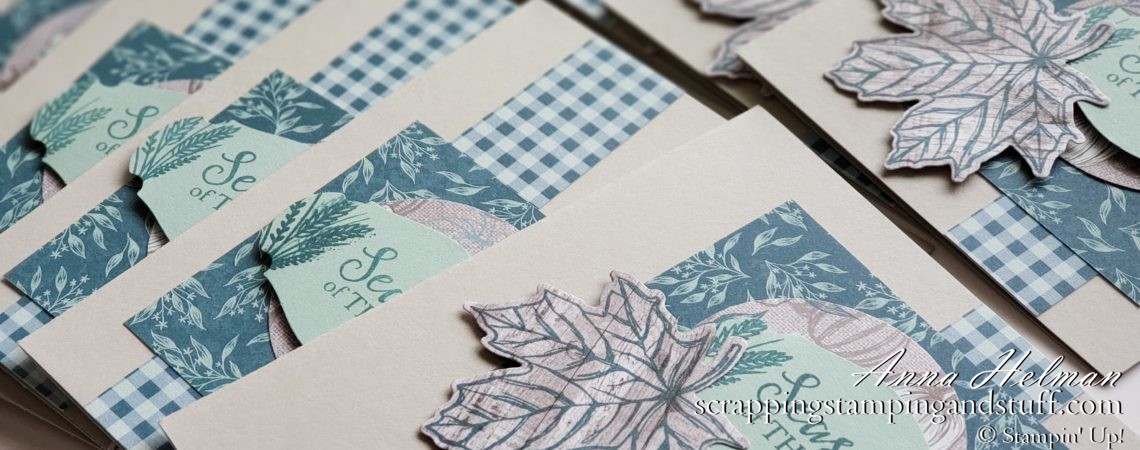 Neat card made with this leaves stamp and die set! Stampin Up Gather Together stamp set and Gathered Leaves Dies