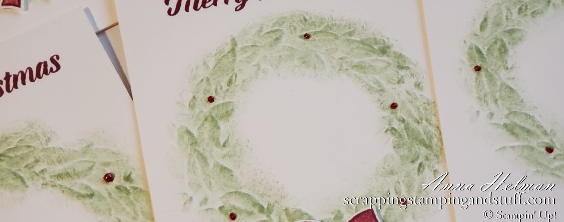 #simplestamping Christmas card idea using the Stampin Up Seasonal Wreath embossing folder