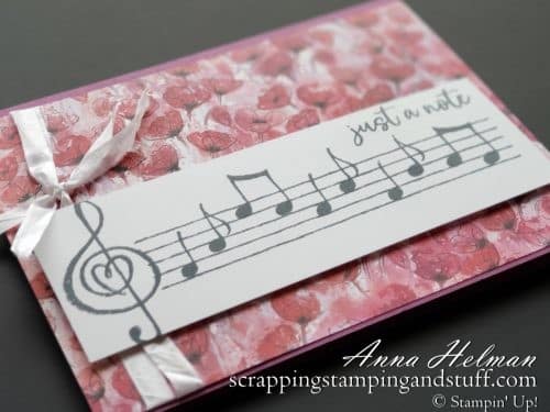 Music card idea made with the Stampin Up Music From the Heart music stamp set!