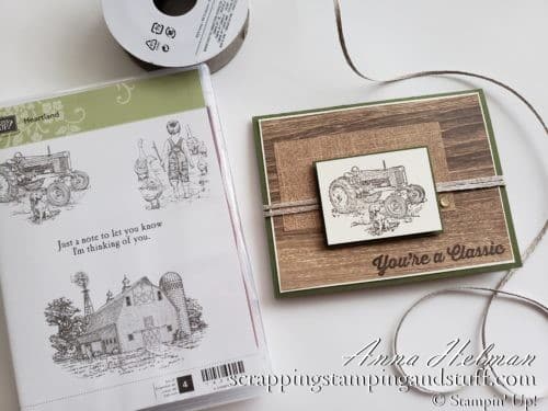 Masculine tractor birthday card idea using the Stampin Up Heartland and Geared Up Garage stamp sets, great for a man's birthday!