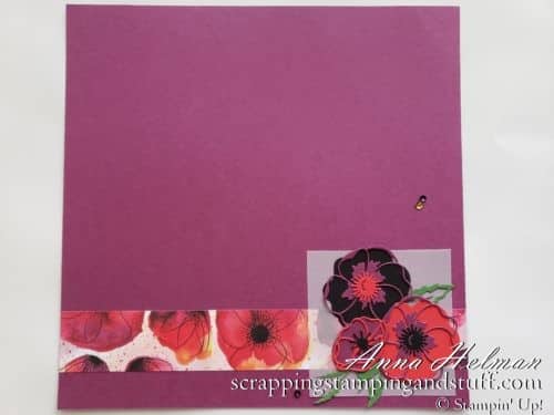 A beautiful Stampin Up Painted Poppies scrapbook page idea, made using the new Peaceful Poppies product suite in the 2020 Mini Catalog