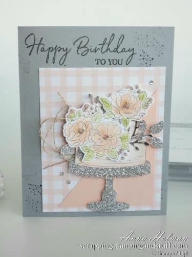 Birthday cake card idea made using the Stampin Up Happy Birthday to You stamp set, a free Sale-a-bration reward item and the dies are part of the Coordination Product Release!