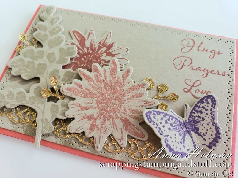 Pretty floral thinking of you card with butterfly using the Stampin Up Positive Thoughts stamp set and Nature's Thoughts dies, part of the Coordination Product Release!