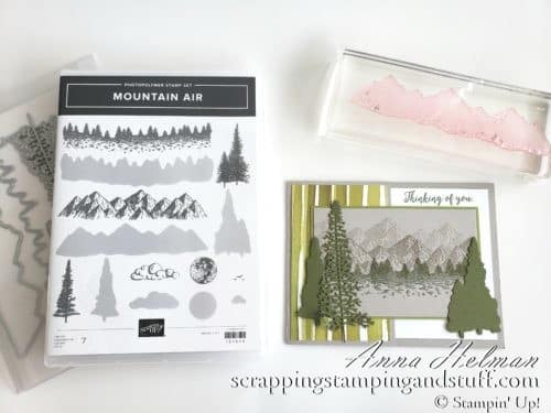 Masculine card idea made with the Stampin Up Mountain Air stamp and die set. Wildnerness, outdoorsy man card.