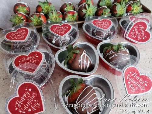 Stampin Up heart foil tins are the perfect heart treat cups for cupcakes, candy, or chocolate covered strawberries!