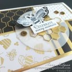 Win free stamping supplies during Giveaway Week! Enter to win the Stampin Up Golden Honey Designer Series Paper! Adorable bee and honeycomb card idea.