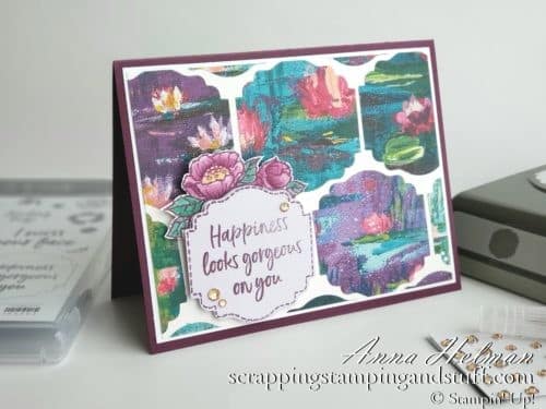 Sale-a-bration Second Release - Stampin' Up! Tags In Bloom stamp set and card idea using Lily Impressions designer paper. Get these items free with qualifying order!