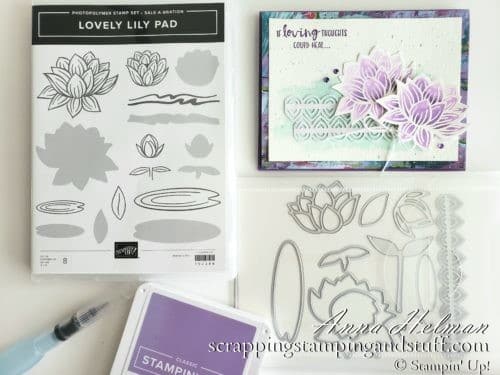 Watercolor get well card using the Stampin Up Lovely Lilypad stamp set and Dies - Sale-a-bration Rewards free with qualifying orders!