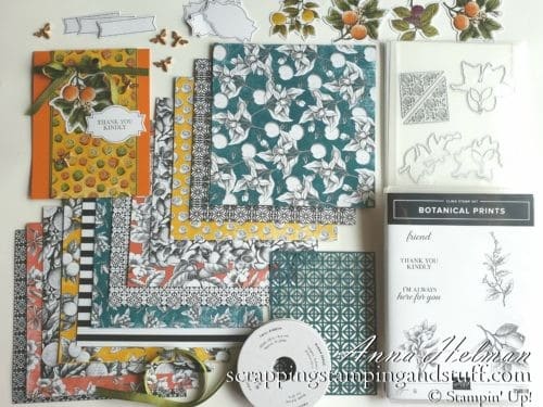 Cute orange card idea using the Stampin Up Botanical Prints product medley - oranges, lemons and limes on a pretty thank you card