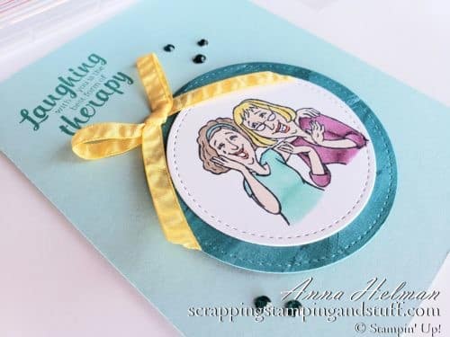 Laughing is the best form of therapy friendship card made using the Stampin Up Young At Heart stamp set