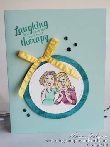 Laughing is the best form of therapy friendship card made using the Stampin Up Young At Heart stamp set