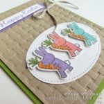 Cute Easter bunny card idea using the Stampin Up Cuckoo For You stamp set and basket weave embossing folder - perfect for Easter basket cards and projects!