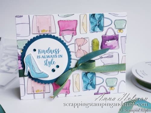 Cute high heel card idea and lipstick card idea using the Stampin Up Dressed To Impress stamp set