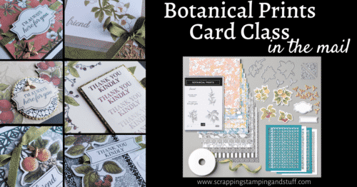 Online Stamping Class & Card Class In the Mail now available with the Stampin Up Botanical Prints Product Medley!