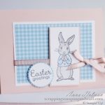 Coloring with blender pens and watercolor pencils to make this pretty Easter bunny card, Peter Rabbit baby card