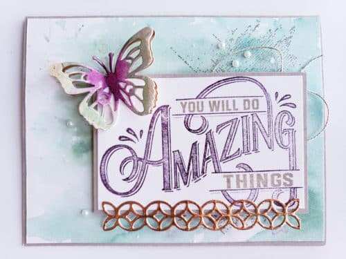 Beautiful handmade stamped wall art, wall hanging made using the Stampin Up Butterfly Beauty die set. Butterfly gift idea, handmade gift idea, watercoloring, technique