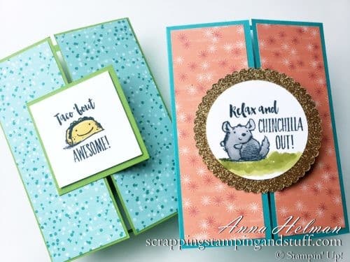 Chichilla Card Idea and Taco Bout Awesome Gate Fold Cards Using The Stampin' Up! Witty-cisms Stamp Set