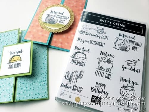 Chichilla Card Idea and Taco Bout Awesome Gate Fold Cards Using The Stampin' Up! Witty-cisms Stamp Set