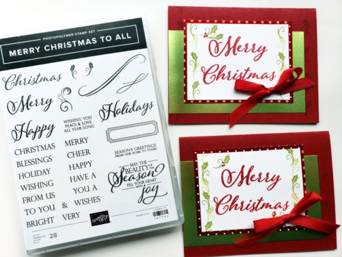 Simple Christmas Cards Using the Stampin' Up! Merry Christmas To All Stamp Set - A Christmas Stamp Set With Large Greetings!