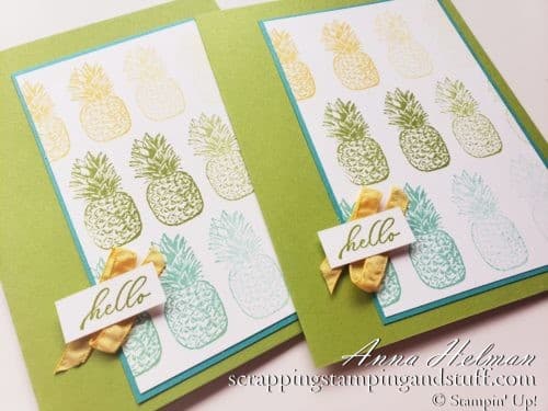 Ombre Stamping Pineapple Card With The Stampin' Up! Timeless Tropical Stamp Set