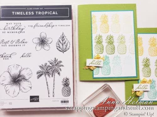 Ombre Stamping Pineapple Card With The Stampin' Up! Timeless Tropical Stamp Set