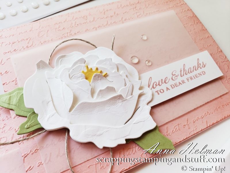 Learn this quick trick for how to make a beautiful, realistic Stampin Up Prized Peony flower with absolutely no sponging!