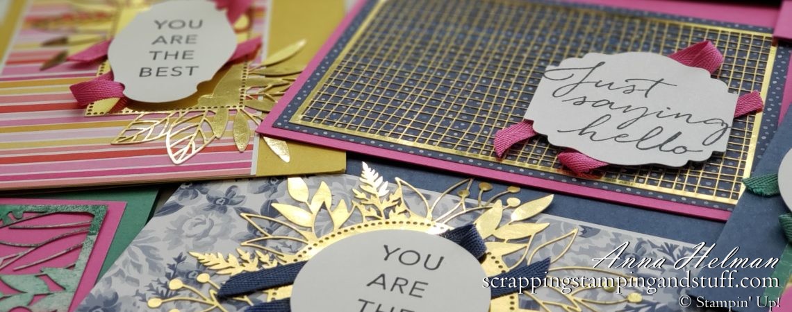 Create Cards In Minutes Using The Flowers For Every Season And Forever Gold Designer Papers