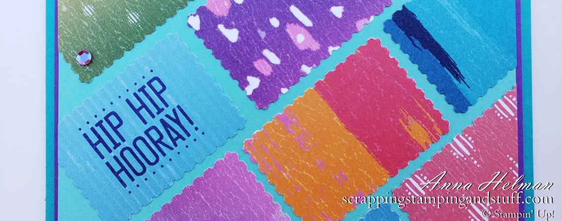 See How To Make This Quick Birthday Card Using the Stampin Up Rectangular Postage Stamp Punch And Celebration Of Tags Stamp Set