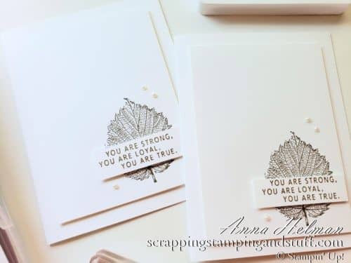 A quick and easy leaf card idea using the Stampin Up Loyal Leaves stamp set. A 2 minute card idea!