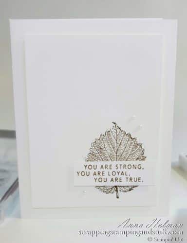 A quick and easy leaf card idea using the Stampin Up Loyal Leaves stamp set. A 2 minute card idea!