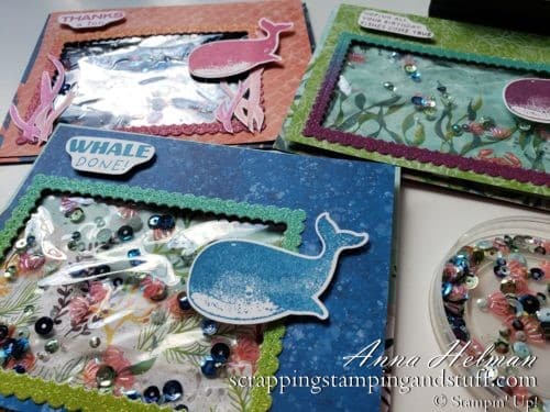 Underwater Ocean Scene Gel Water Shaker Card Tutorial Using The Stampin Up Whale Done Stamp Set