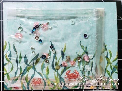 Underwater Ocean Scene Gel Water Shaker Card Tutorial Using The Stampin Up Whale Done Stamp Set