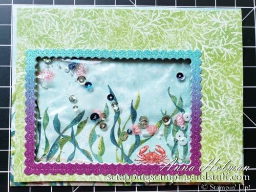 Underwater Ocean Scene Gel Water Shaker Card Tutorial Using The Stampin Up Whale Done Stamp Set