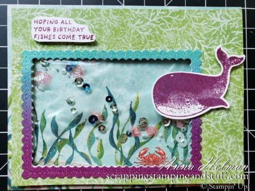 Underwater Ocean Scene Gel Water Shaker Card Tutorial Using The Stampin Up Whale Done Stamp Set