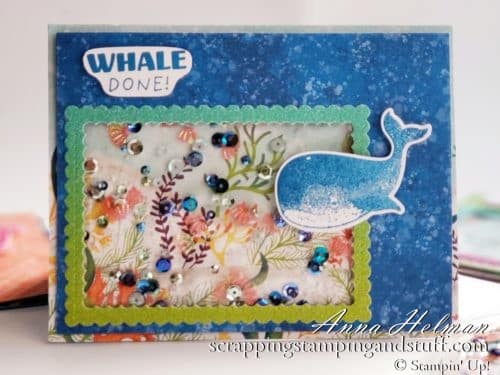 Underwater Ocean Scene Gel Water Shaker Card Tutorial Using The Stampin Up Whale Done Stamp Set