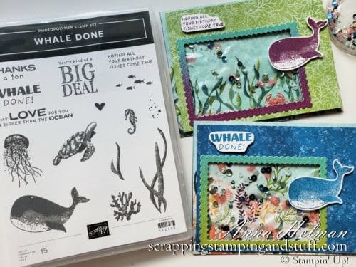 Underwater Ocean Scene Gel Water Shaker Card Tutorial Using The Stampin Up Whale Done Stamp Set