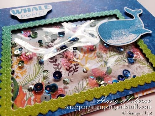 Underwater Ocean Scene Gel Water Shaker Card Tutorial Using The Stampin Up Whale Done Stamp Set