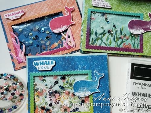 Underwater Ocean Scene Gel Water Shaker Card Tutorial Using The Stampin Up Whale Done Stamp Set